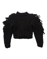 Manuela Fringe Kid's Jumper in Jet Black Alpaca | BIEN BIEN