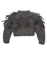 Manuela Fringe Kid's Jumper in Charcoal Alpaca | BIEN BIEN