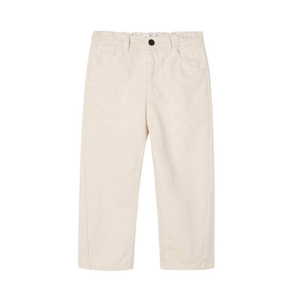 Main Story Kid's Barrel Leg Twisted Seam Denim Jean Ecru Ivory NEW Bien Bien