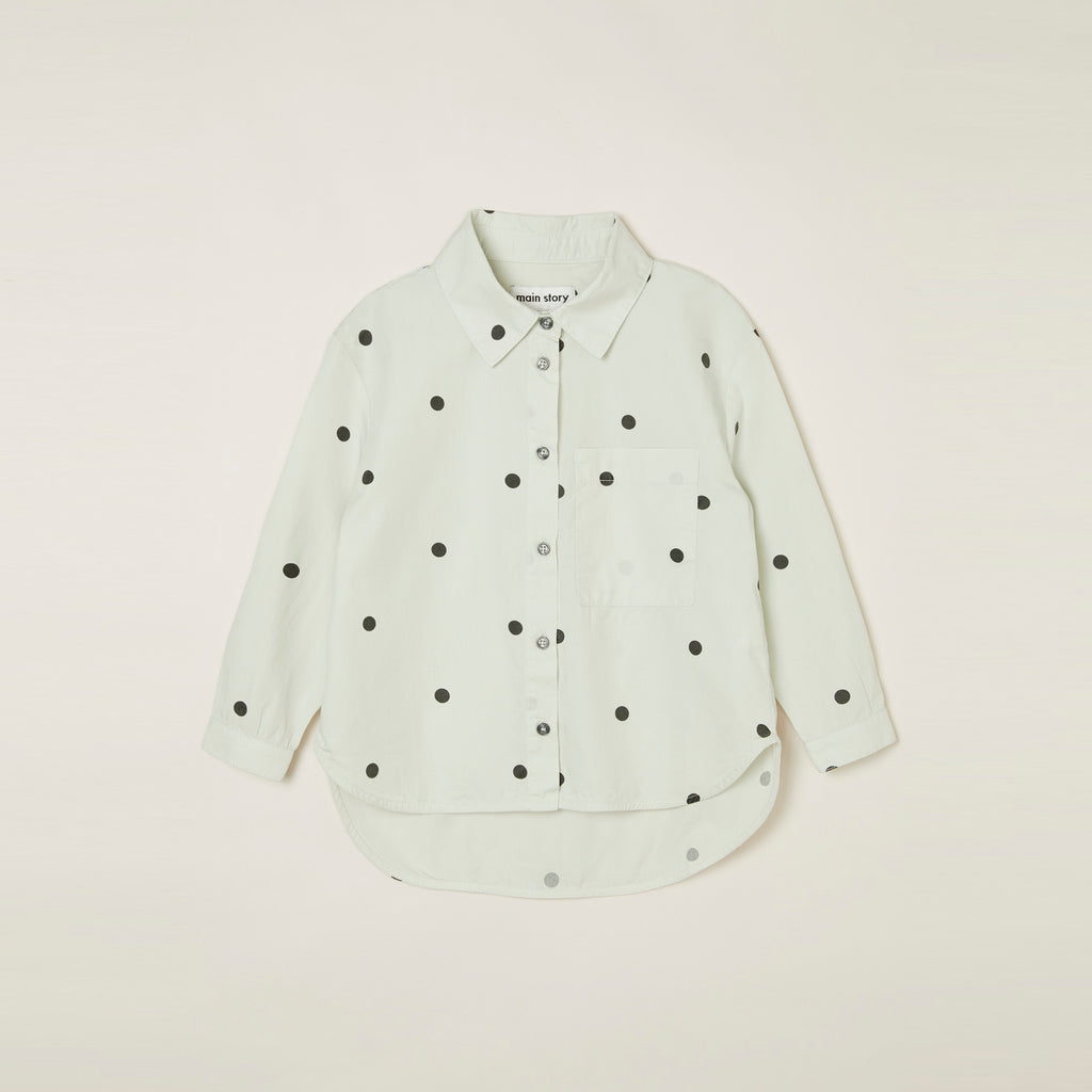 NEW Main Story Kid's Collared Buttondown Shirt Silver Birch Spot Dot | BIEN BIEN bienbienshop.com