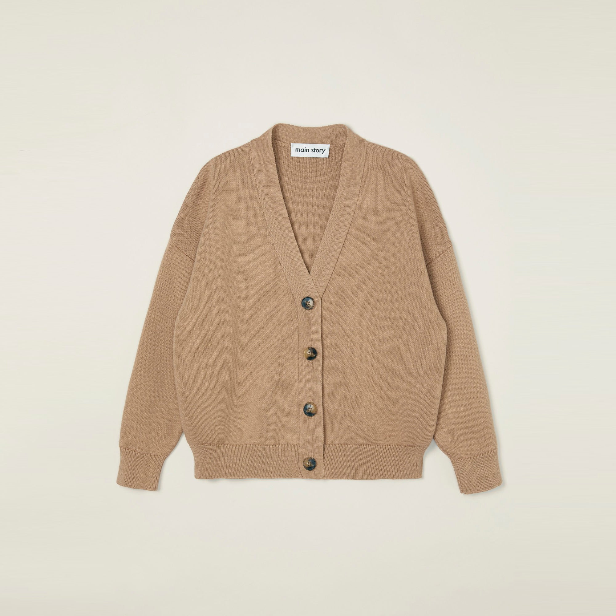 NEW Main Story Kid's Oversized Knit V-Neck Cardigan Clay Tan Neutral | BIEN BIEN bienbienshop.com