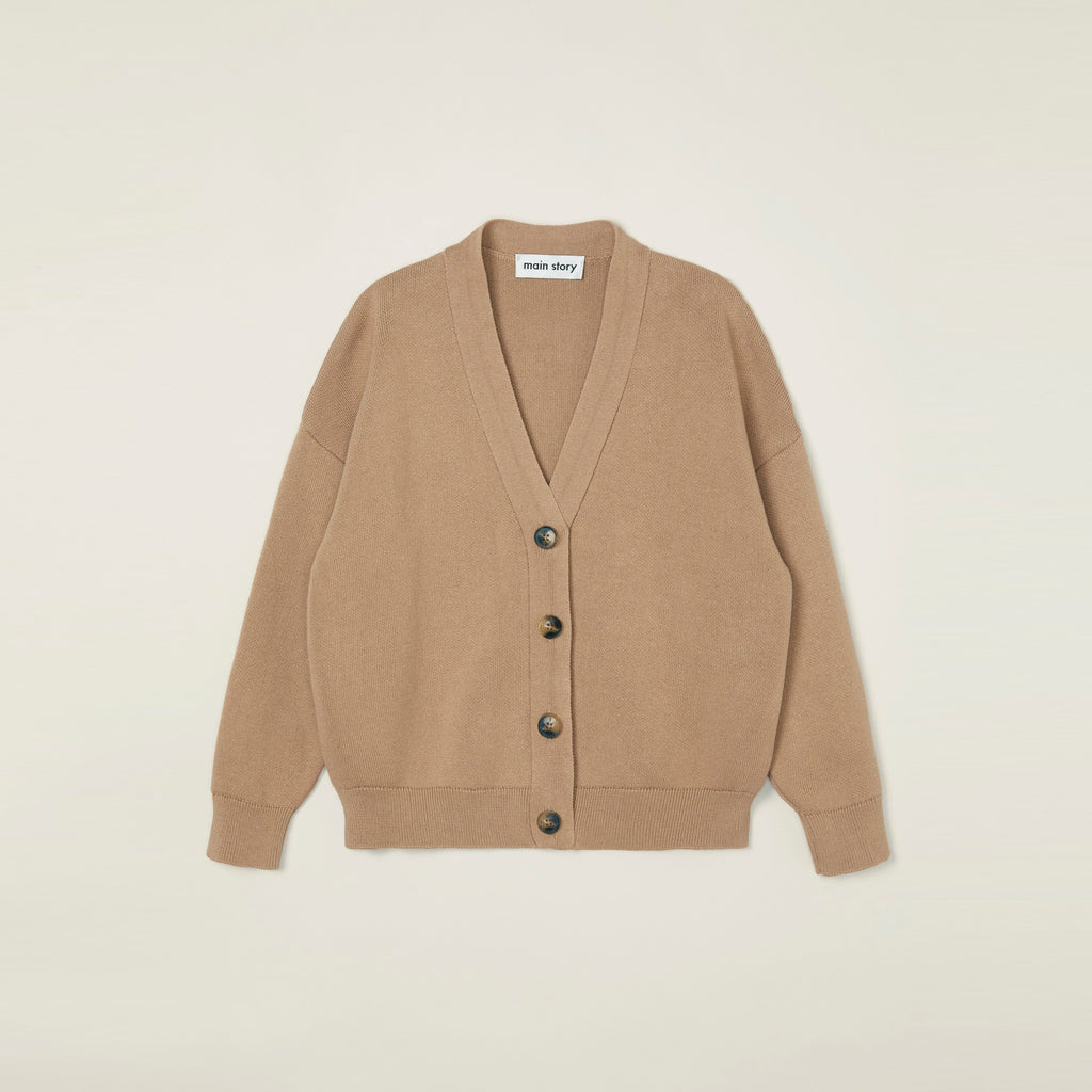 NEW Main Story Kid's Oversized Knit V-Neck Cardigan Clay Tan Neutral | BIEN BIEN bienbienshop.com