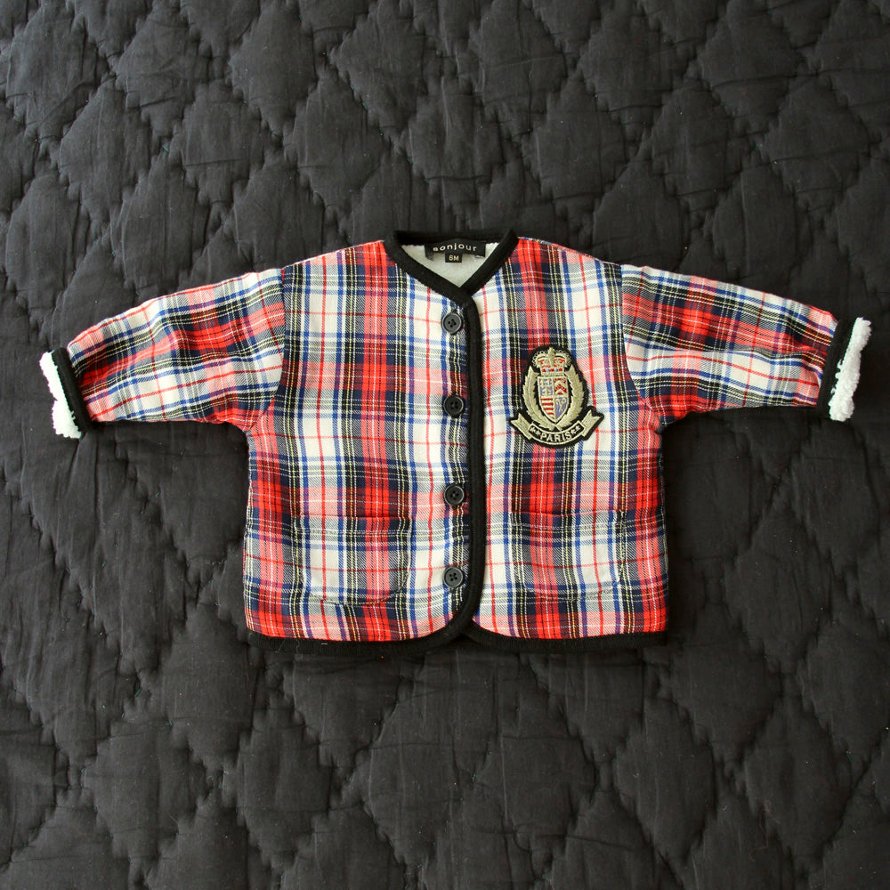 SALE Bonjour Reversible Baby & Kids Jacket Red Tartan Ivory Shearling | BIEN BIEN bienbienshop.com