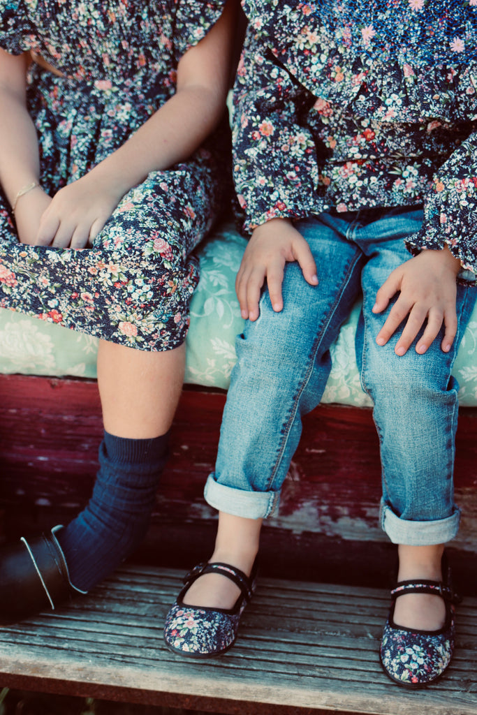 SALE Bonjour Hand Smocked Big Collar Baby & Kids Blouse Indigo Flowers | BIEN BIEN bienbienshop.com