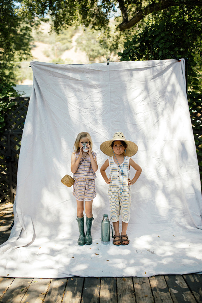 Nico Nico Hamilton Kid's Terry Sleeveless Romper Soy Natural Stripe | BIEN BIEN www.bienbienshop.com