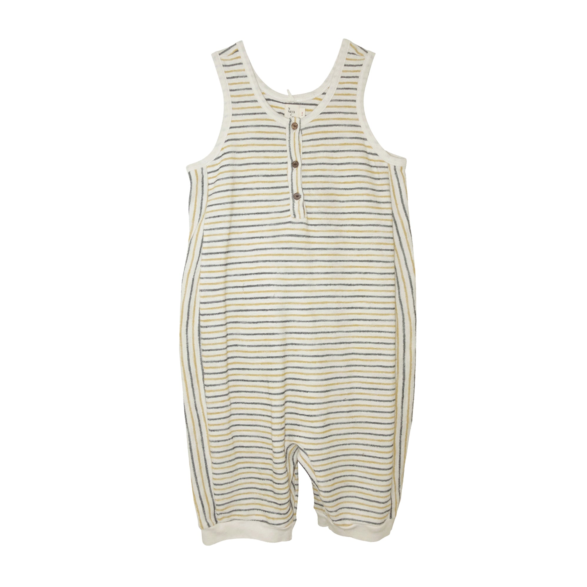 Nico Nico Hamilton Kid's Terry Sleeveless Romper Soy Natural Stripe | BIEN BIEN www.bienbienshop.com