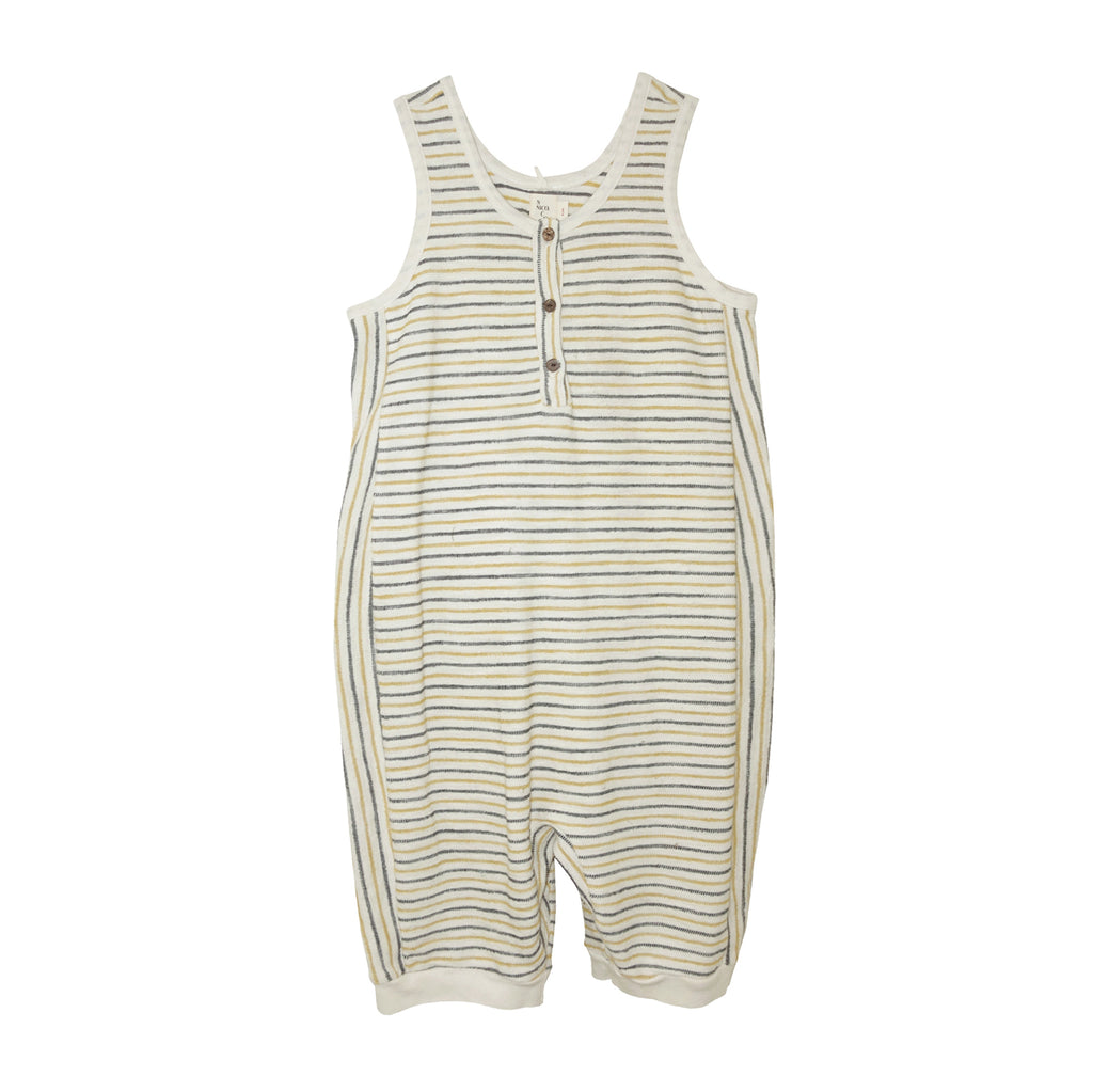 Nico Nico Hamilton Kid's Terry Sleeveless Romper Soy Natural Stripe | BIEN BIEN www.bienbienshop.com