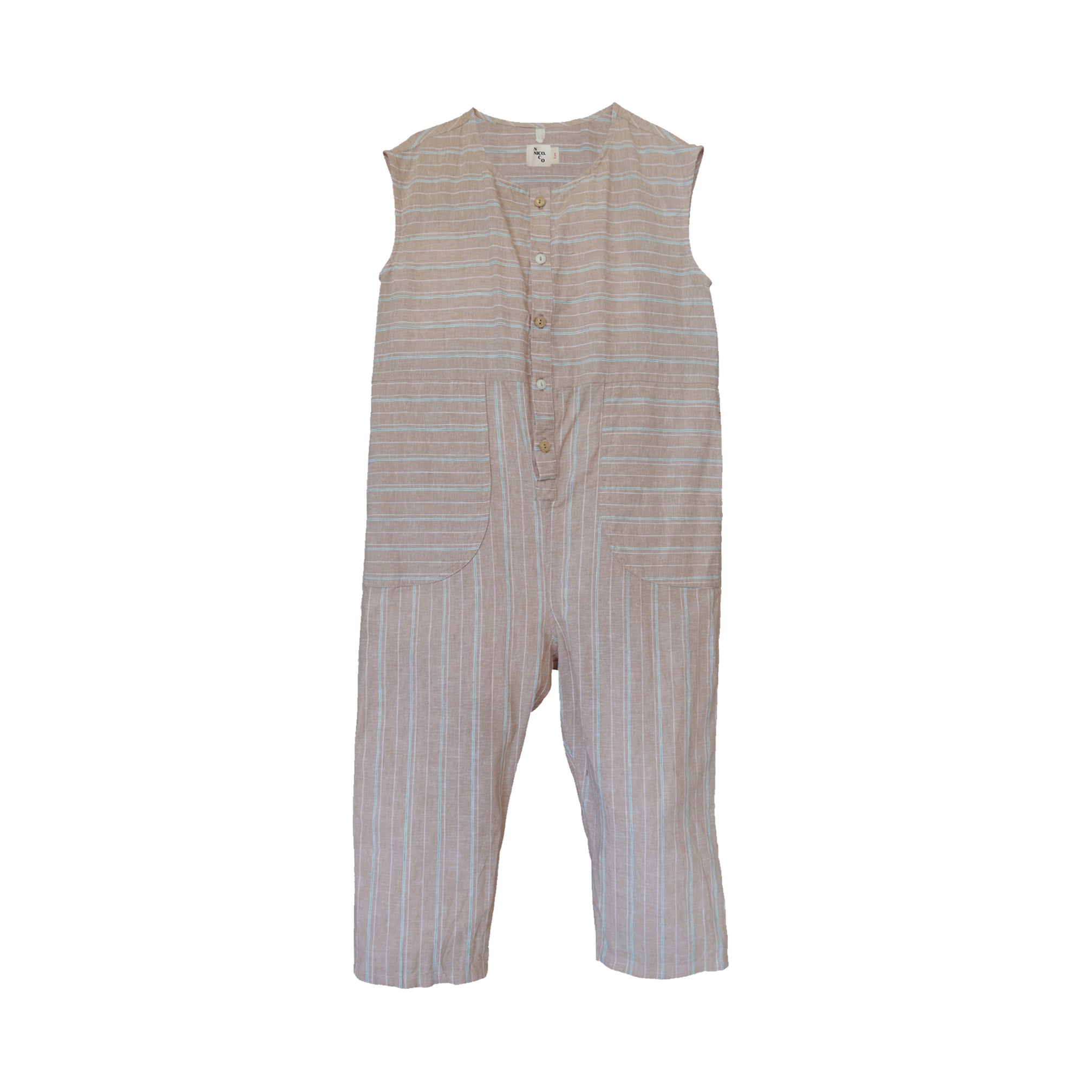 NEW Nico Nico Julez Kid's Sleeveless Jumpsuit Khaki Stripe | BIEN BIEN
