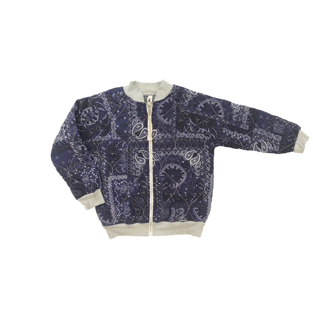 Nico Nico Lhasa Kid's Quilted Bomber Jacket Indigo Bandana | BIEN BIEN www.bienbienshop.com