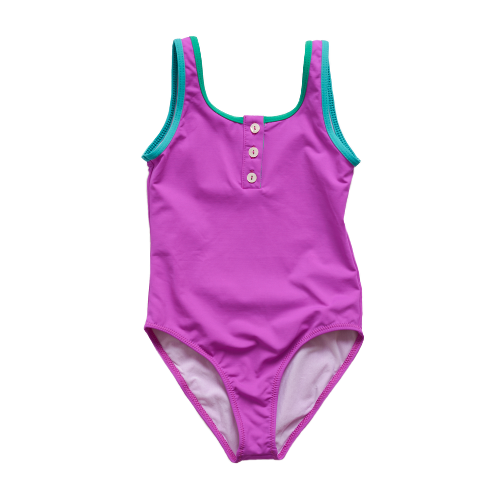 Pacific Rainbow Charlotte Girl's Swimsuit in Fuchsia | BIEN BIEN