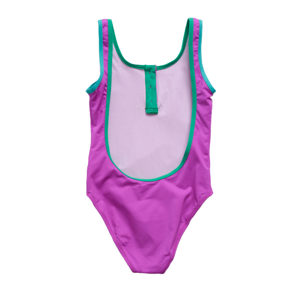 Pacific Rainbow Charlotte Girl's Swimsuit in Fuchsia | BIEN BIEN
