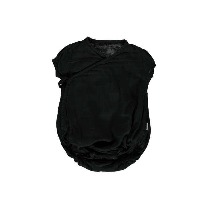Poudre Organic Buis Baby Kimono Body Black Minimal Romper | BIEN BIEN