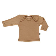 NEW Poudre Organic Begonia Baby Long Sleeve Tee Tan Pointelle Organic Cotton | BIEN BIEN baby gift under $30