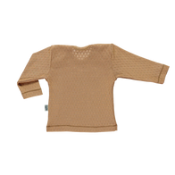 NEW Poudre Organic Begonia Baby Long Sleeve Tee Tan Pointelle Organic Cotton | BIEN BIEN baby gift under $30