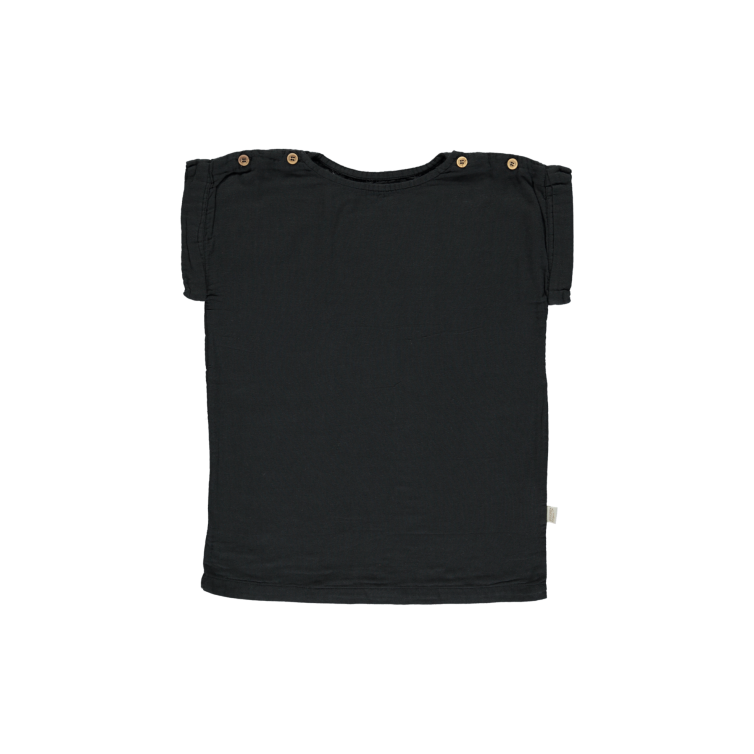 Poudre Organic Lin Kid's Boxy Cut Blouse Pirate Black | BIEN BIEN