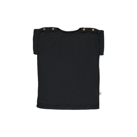 Poudre Organic Lin Kid's Boxy Cut Blouse Pirate Black | BIEN BIEN