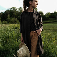 Poudre Organic Pineapple Kid's Linen/Organic Cotton Jacket Black | BIEN BIEN bienbienshop.com