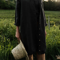 Poudre Organic Pineapple Kid's Linen/Organic Cotton Jacket Black | BIEN BIEN bienbienshop.com