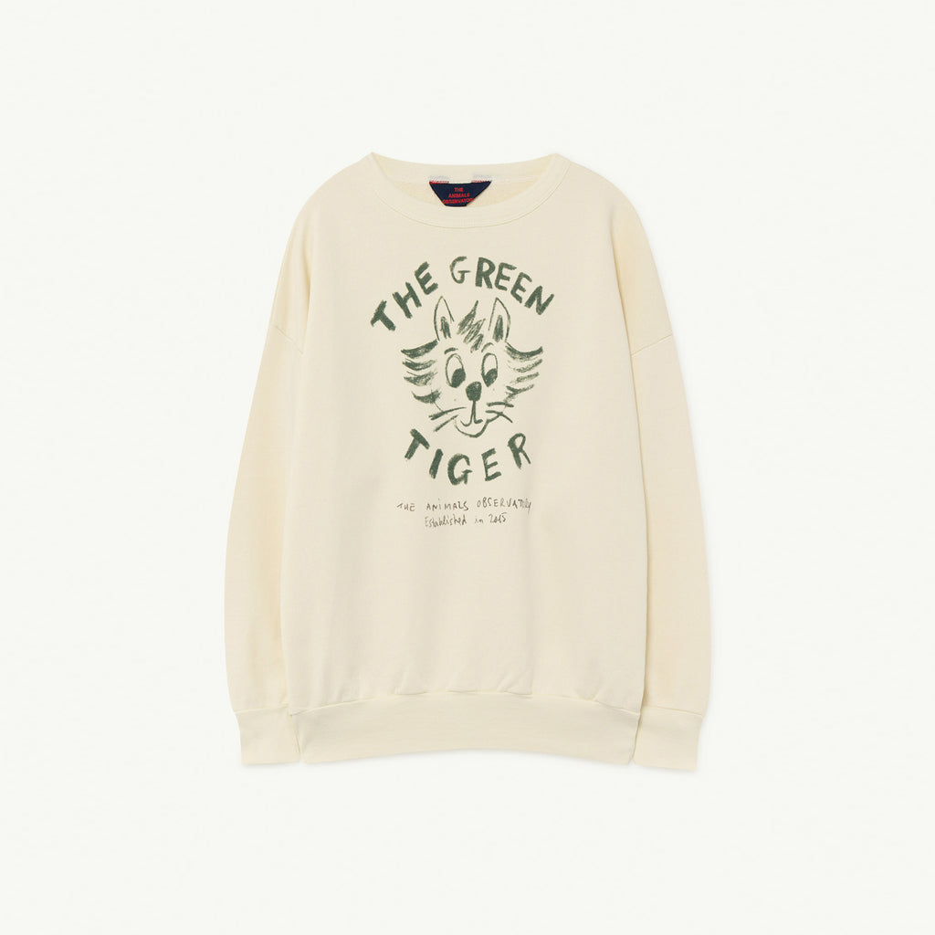 The Animals Observatory Bear Kid's Sweatshirt White Green Tiger NEW