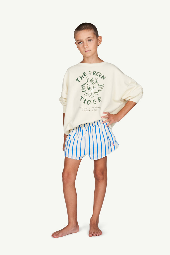 The Animals Observatory Bear Kid's Sweatshirt White Green Tiger NEW