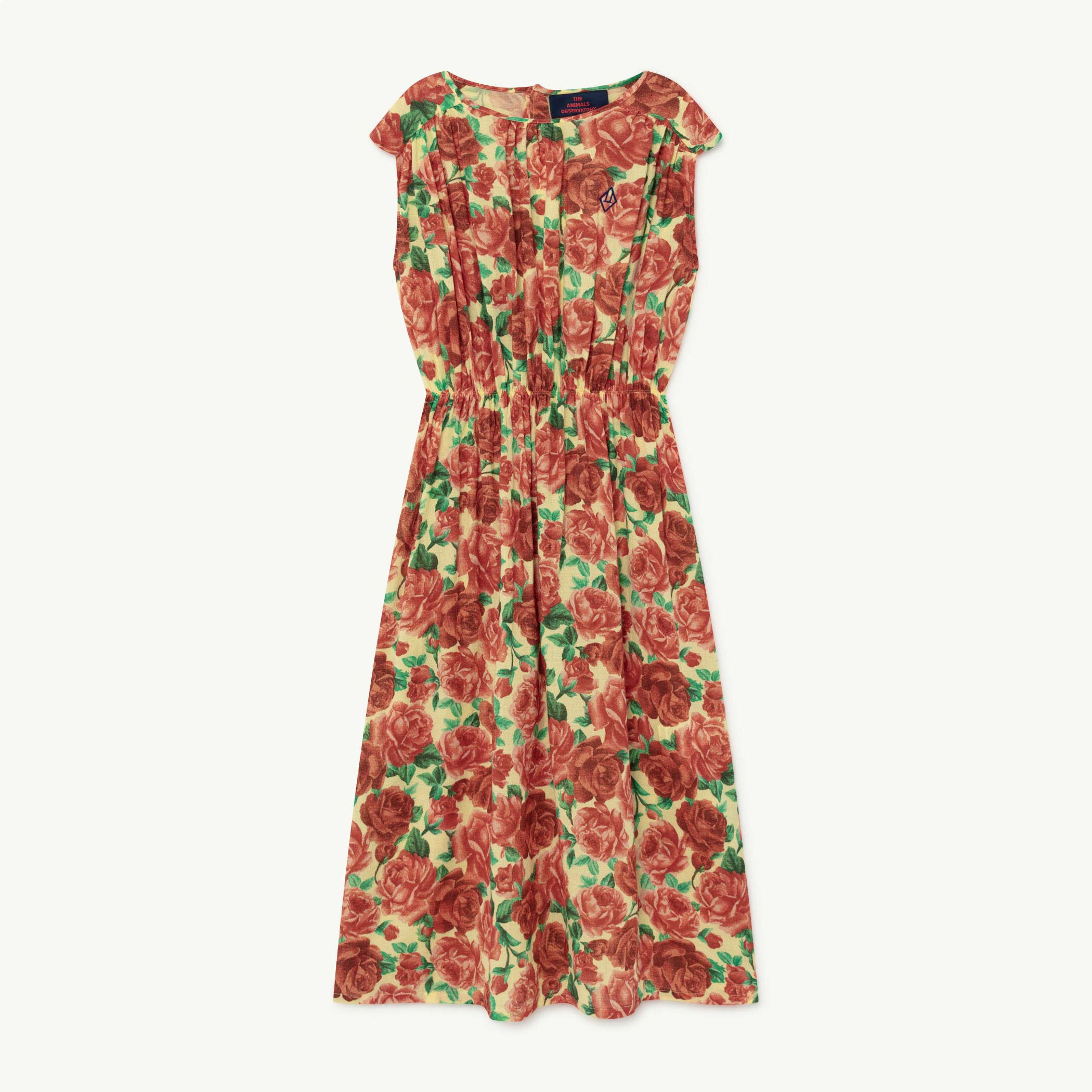 The Animals Observatory Marten Kid's Dress Rose Print Yellow Flowers | BIEN BIEN bienbienshop.com