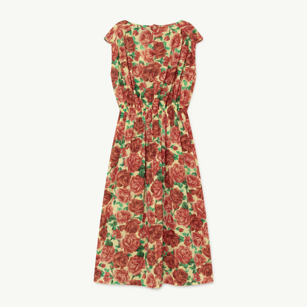 The Animals Observatory Marten Kid's Dress Rose Print Yellow Flowers | BIEN BIEN bienbienshop.com