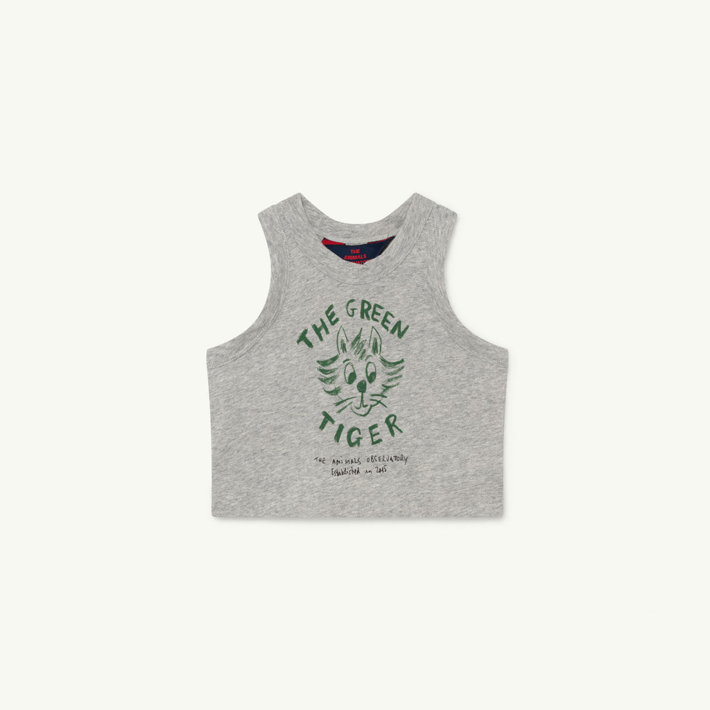 The Animals Observatory Frog Baby Sleeveless Tee Heather Grey Tiger