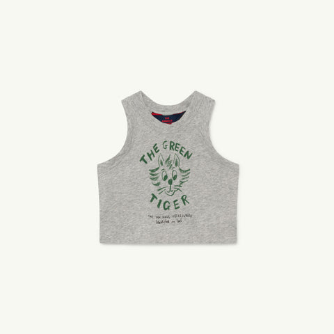 The Animals Observatory Frog Baby Sleeveless Tee Heather Grey Tiger