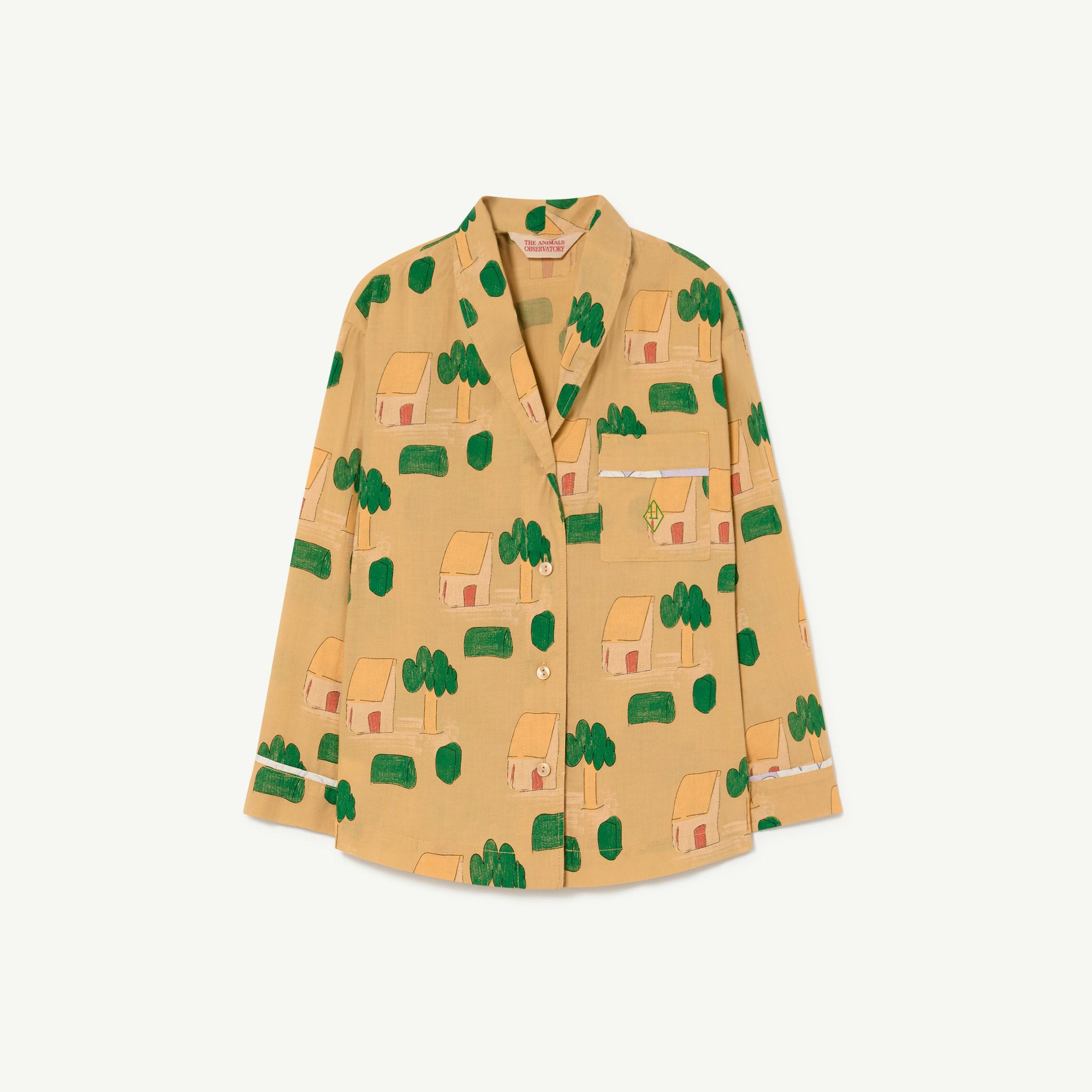 The Animals Observatory Wolf Kids Pajama Buttondown Shirt Camel House Print | BIEN BIEN bienbienshop.com