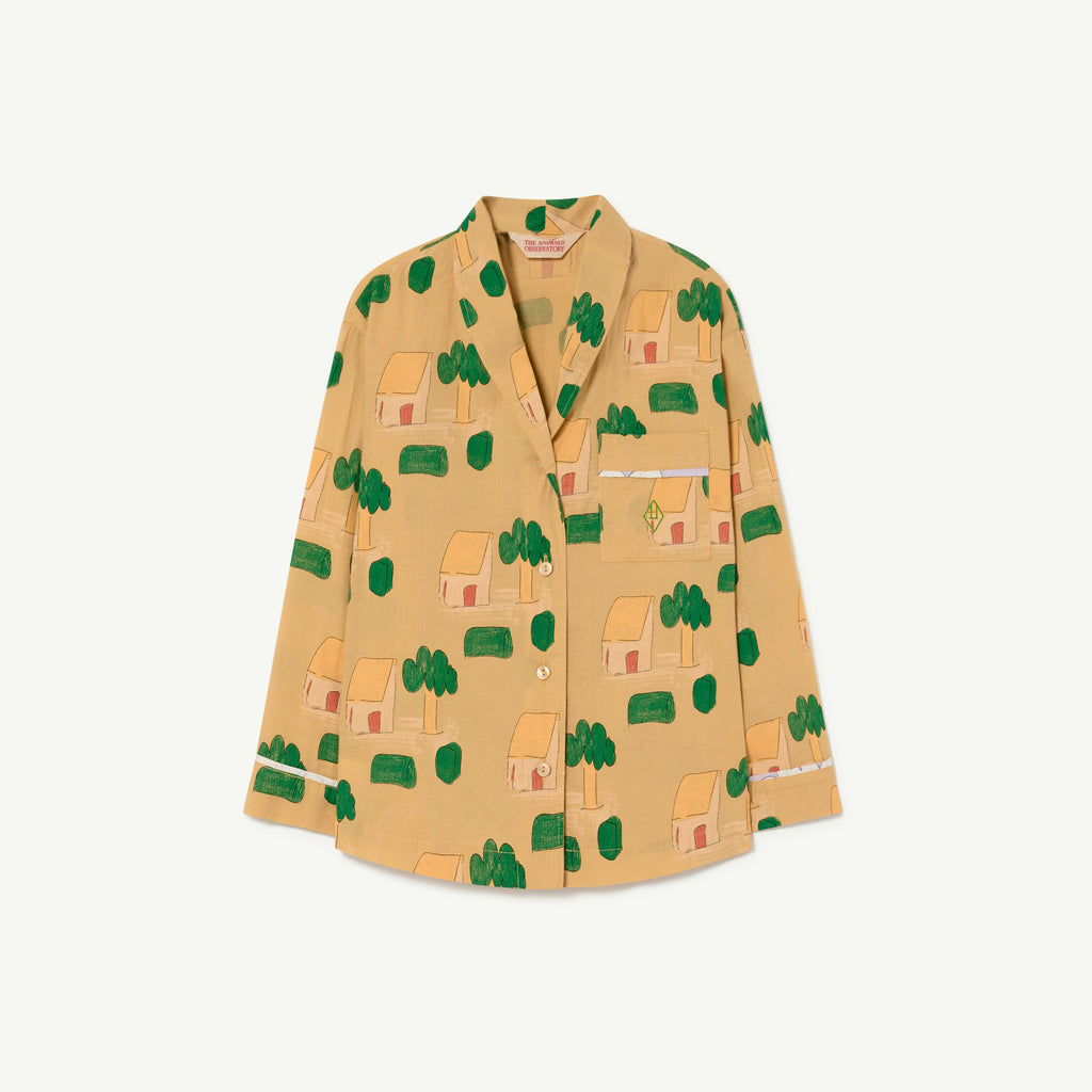 The Animals Observatory Wolf Kids Pajama Buttondown Shirt Camel House Print | BIEN BIEN bienbienshop.com