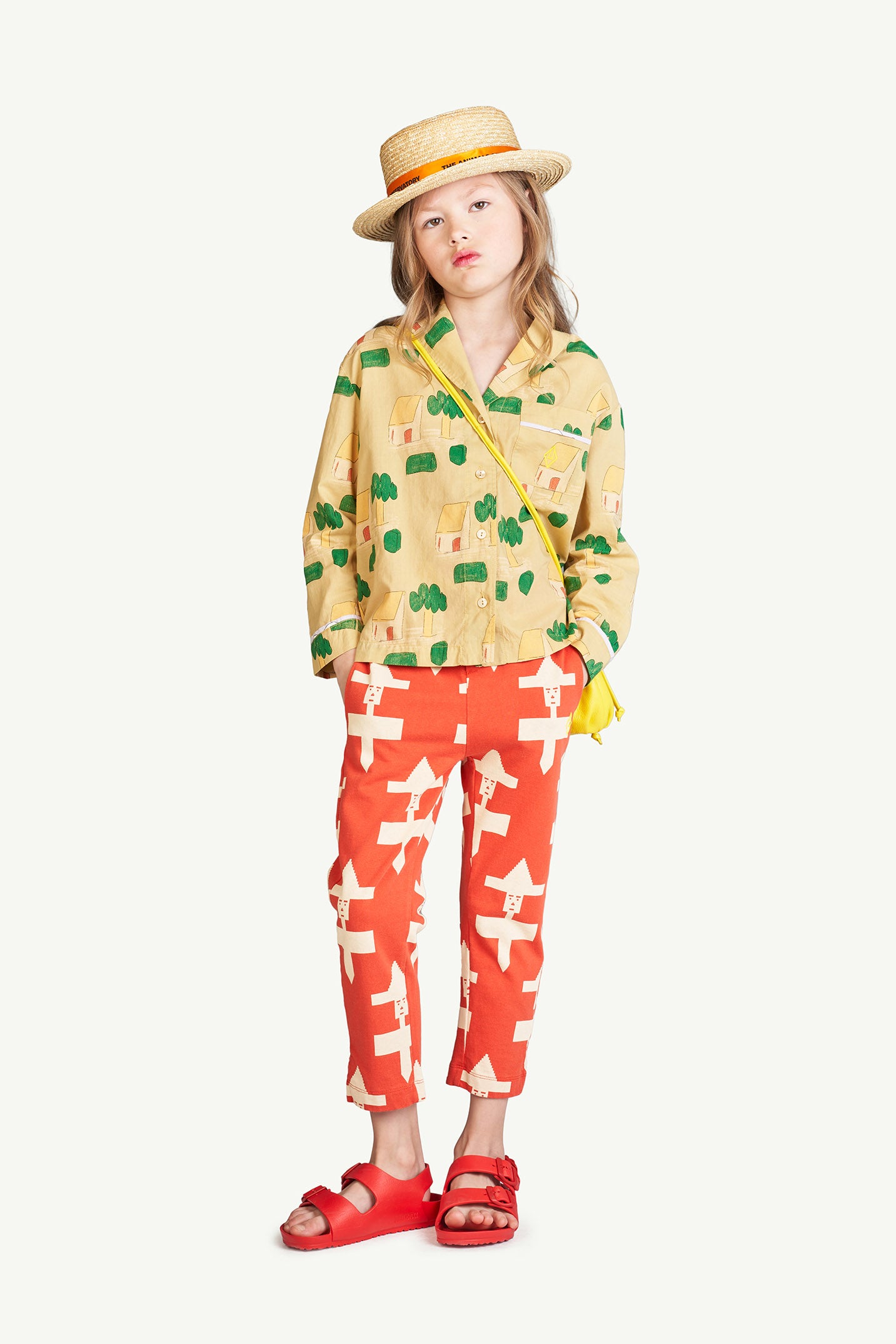 The Animals Observatory Wolf Kids Pajama Buttondown Shirt Camel House Print | BIEN BIEN bienbienshop.com