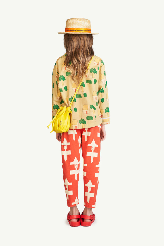 The Animals Observatory Wolf Kids Pajama Buttondown Shirt Camel House Print | BIEN BIEN bienbienshop.com