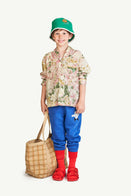 The Animals Observatory Wolf Kids Pajama Shirt Lavand Clouds White Flowers  | BIEN BIEN bienbienshop.com