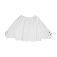 Tambere Rylee Kid's Poet Blouse White Cotton Red Embroidery | BIENBIEN bienbienshop.com