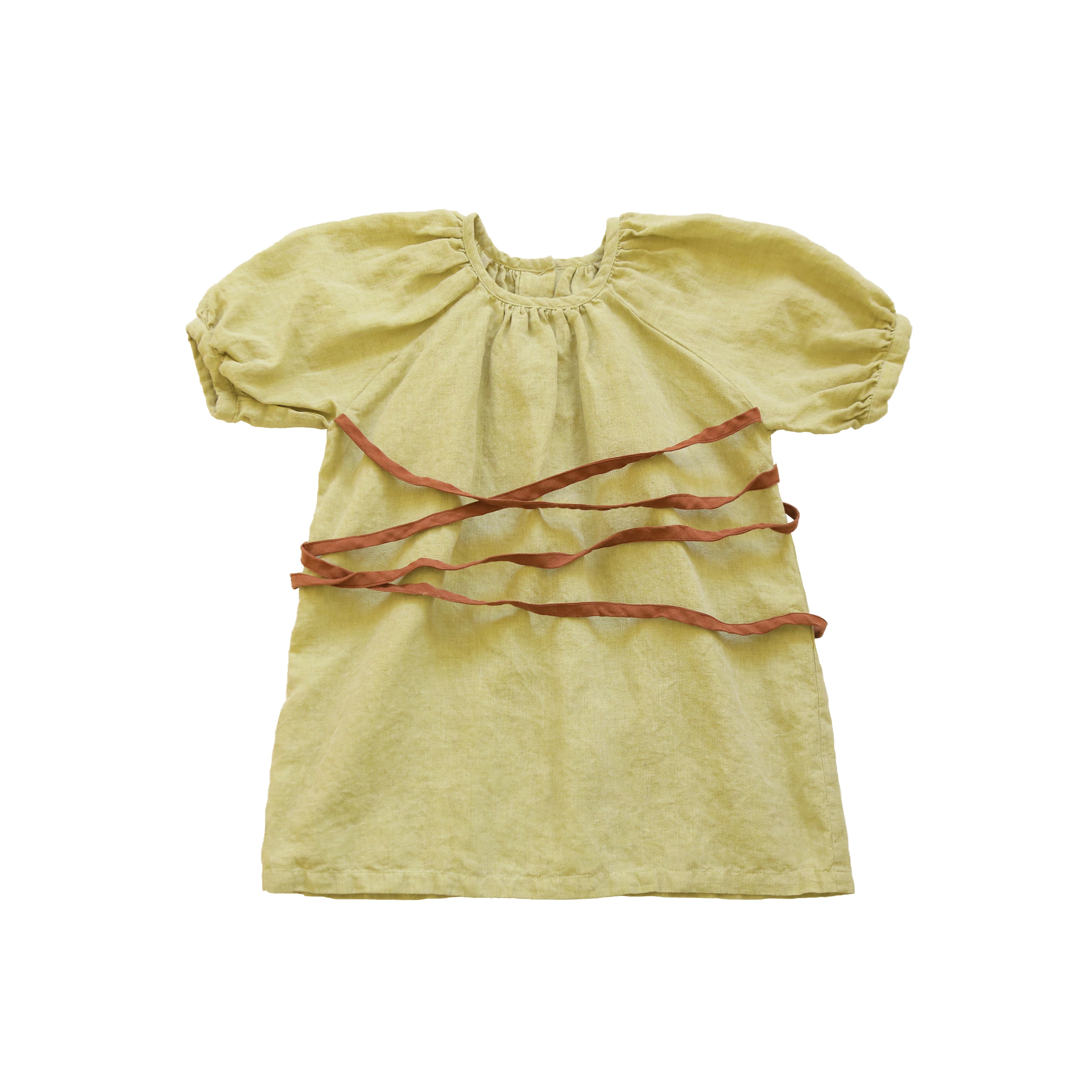 Tambere Ankara Girl's Dress Yellow Green Linen | BIEN BIEN www.bienbienshop.com