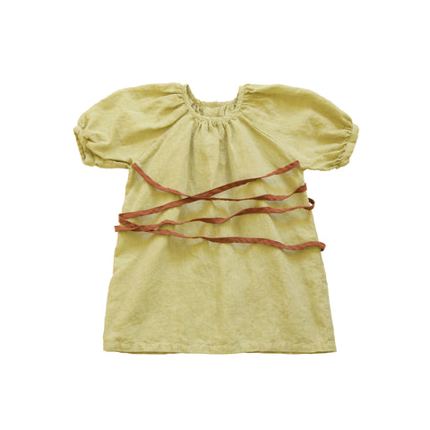 Tambere Ankara Girl's Dress Yellow Green Linen | BIEN BIEN www.bienbienshop.com