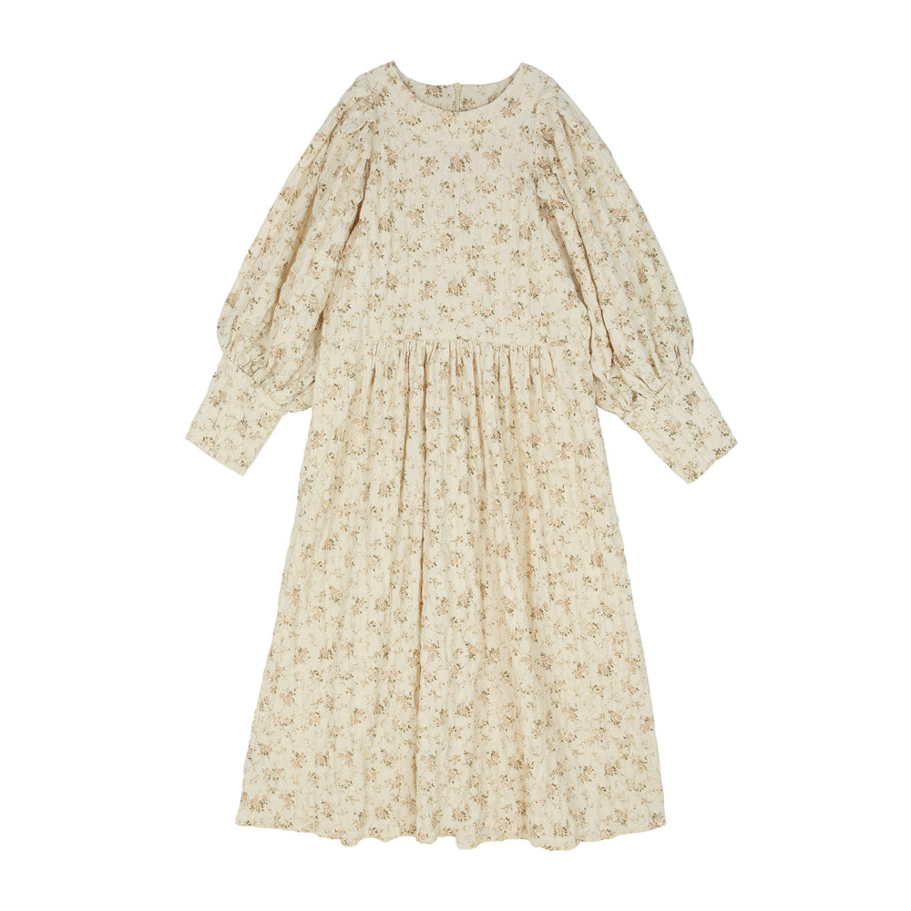 Tambere Cora Kid's Juliet Victorian Long Sleeve Dress Beige Flowers | BIEN BIEN bienbienshop.com
