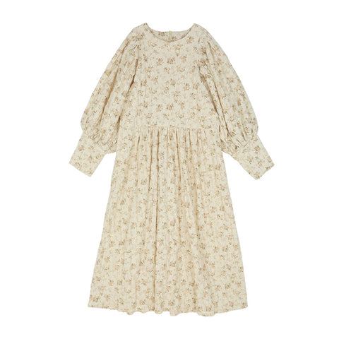 Tambere Cora Kid's Juliet Victorian Long Sleeve Dress Beige Flowers | BIEN BIEN bienbienshop.com
