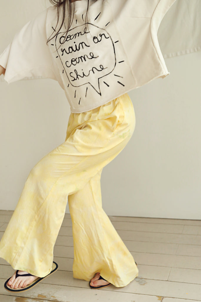 NEW Tambere Tuva Kid's Flared Trouser Tie Dyed Pale Yellow | BIEN BIEN bienbienshop.com