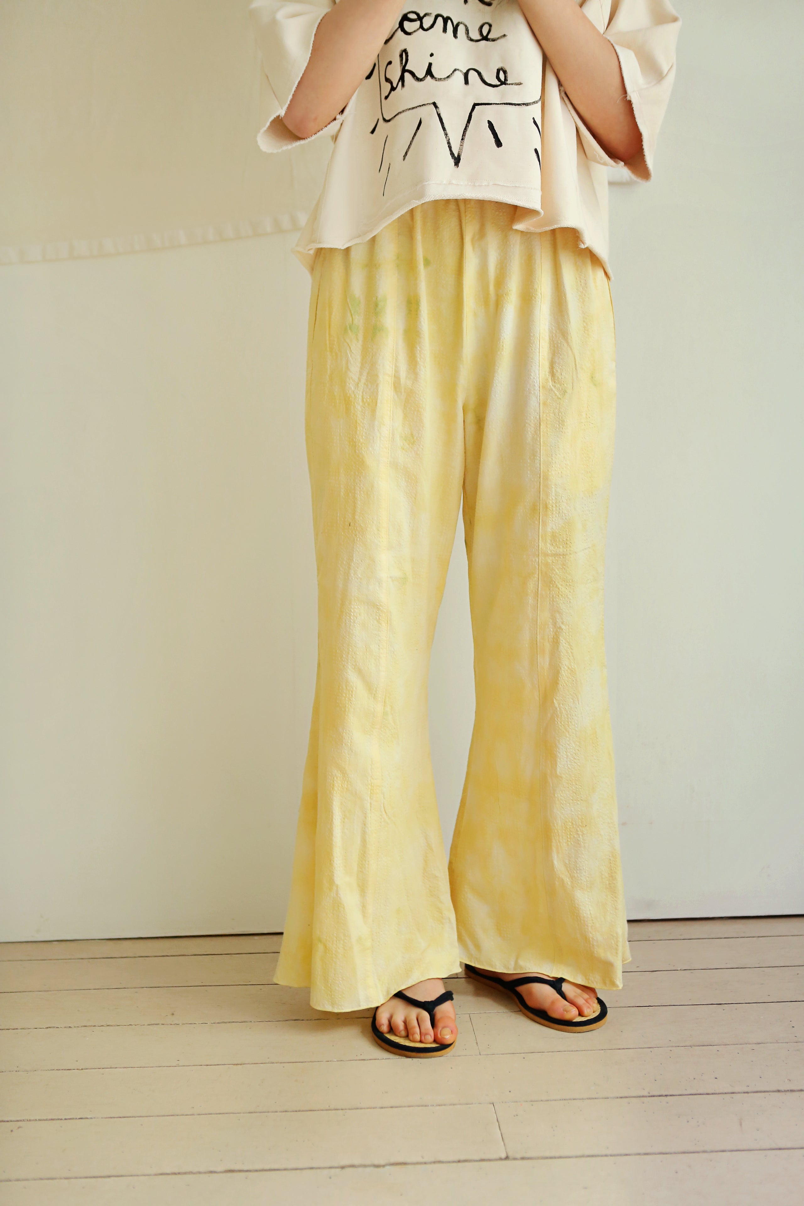 NEW Tambere Tuva Kid's Flared Trouser Tie Dyed Pale Yellow | BIEN BIEN bienbienshop.com