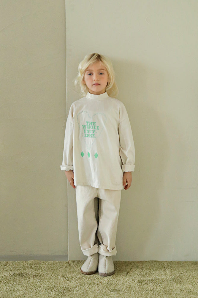 Tambere Ruth Kid's Color Blocked Loose Fit Jean Ivory Beige | BIEN BIEN bienbienshop.com