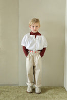 Tambere Ruth Kid's Color Blocked Loose Fit Jean Ivory Beige | BIEN BIEN bienbienshop.com