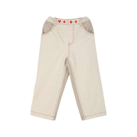 Tambere Ruth Kid's Color Blocked Loose Fit Jean Ivory Beige | BIEN BIEN bienbienshop.com