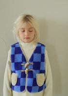 Tambere Kirsi Kid's Shearling Waistcoat Vest Blue Checker | BIEN BIEN bienbienshop.com