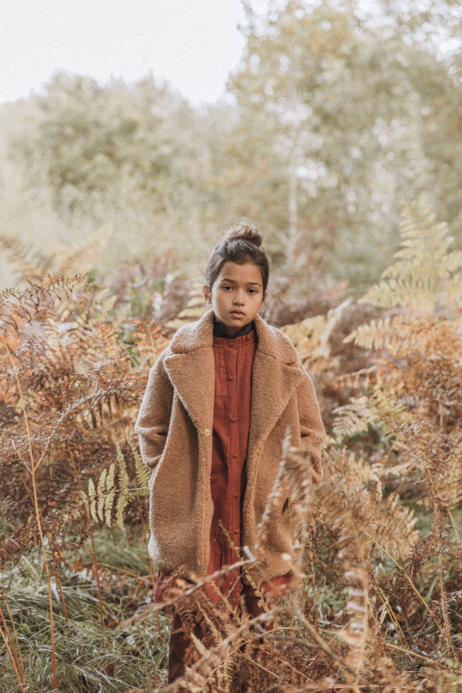 The New Society Freya Kid's Teddy Shearling Coat Camel | BIEN BIEN www.bienbienshop.com
