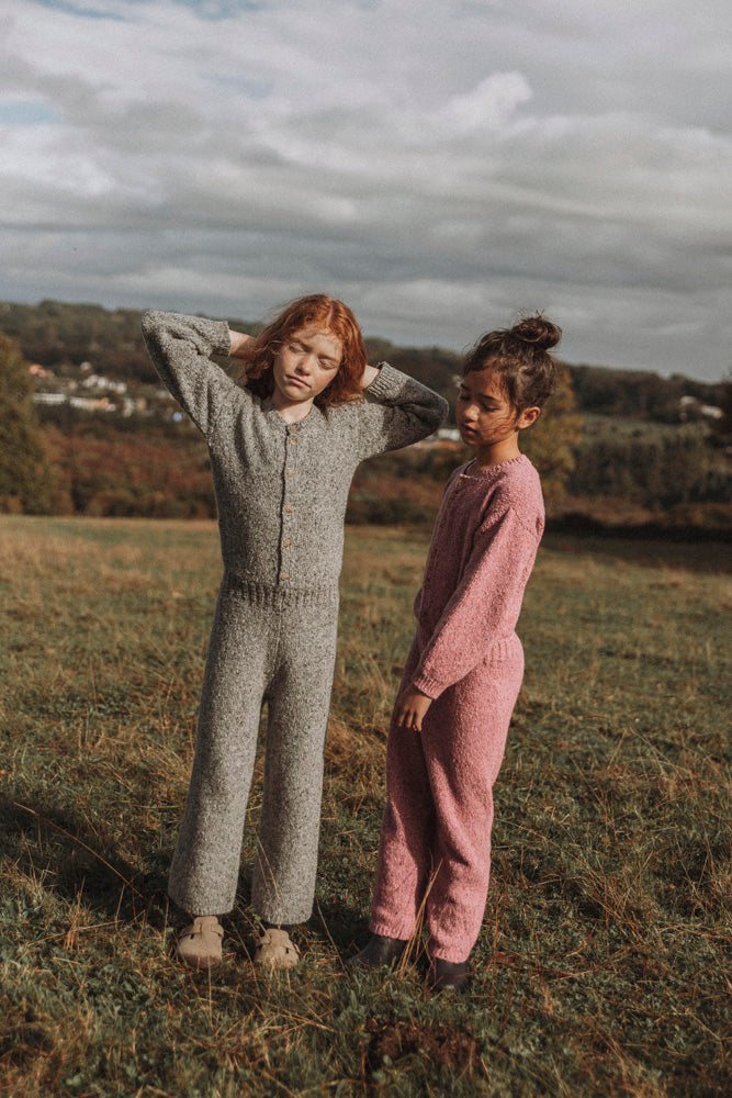 The New Society Maia Knit Kid's Jumpsuit Grey Melange Wool | BIEN BIEN www.bienbienshop.com