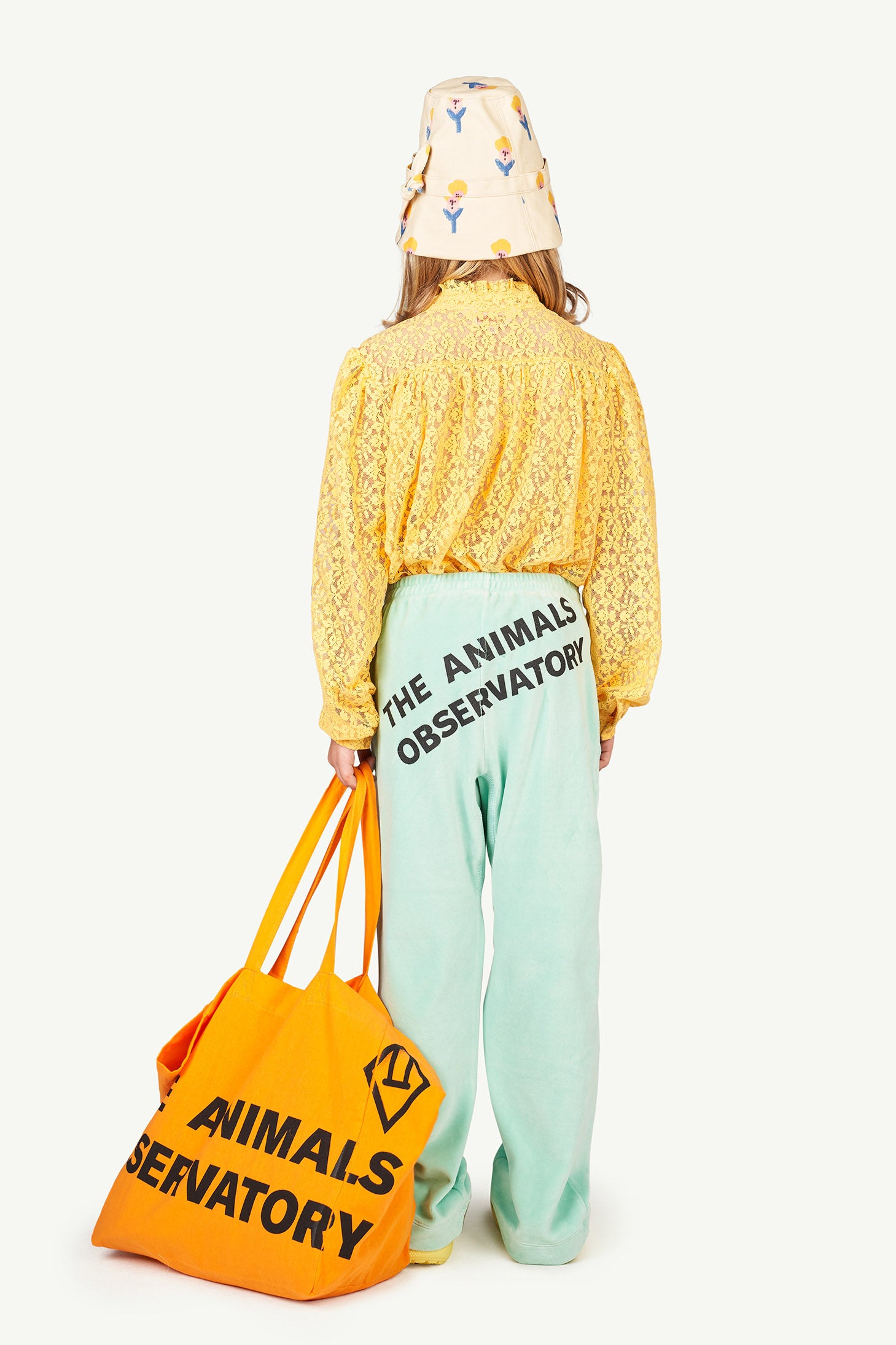 The Animals Observatory Triton Kid's Printed Bucket Hat White Flower | BIEN BIEN bienbienshop.com