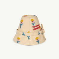 The Animals Observatory Triton Kid's Printed Bucket Hat White Flower | BIEN BIEN bienbienshop.com
