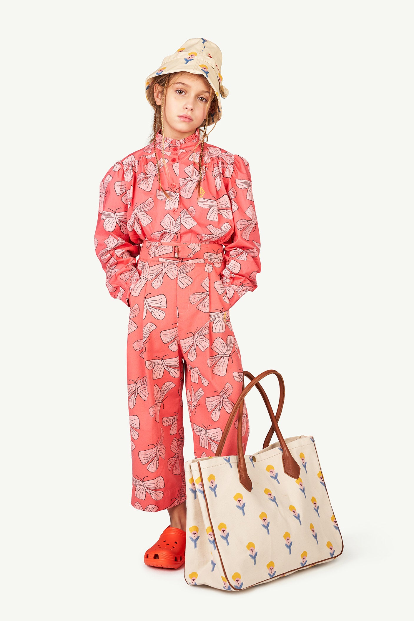 The Animals Observatory Triton Kid's Printed Bucket Hat White Flower | BIEN BIEN bienbienshop.com