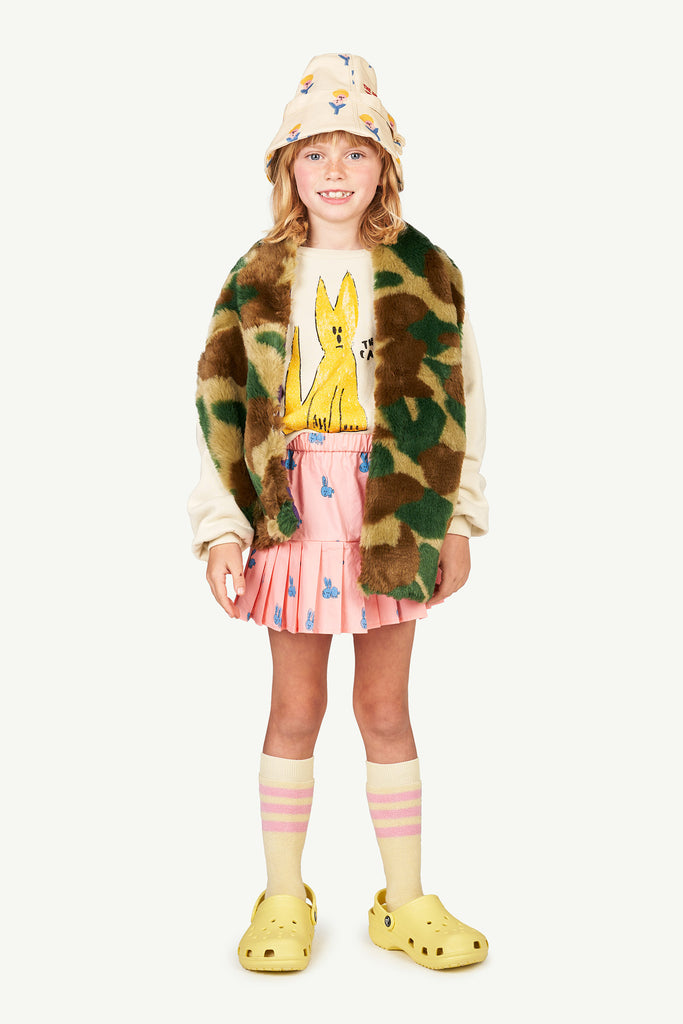 The Animals Observatory Bear Kid's Sweatshirt White Yellow Cat | BIEN BIEN bienbienshop.com
